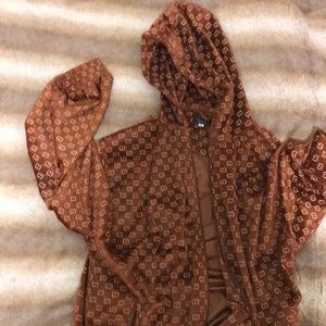 Brown gucci logo hoodie